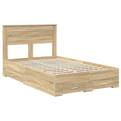 vidaXL Bettrahmen mit Kopfteil Sonoma-Eiche 135 x 190 cm Holzwerkstoff