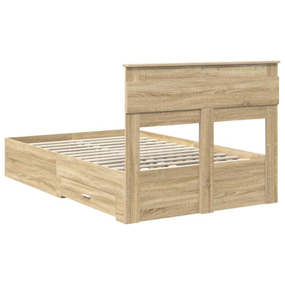 vidaXL Bettrahmen mit Kopfteil Sonoma-Eiche 135 x 190 cm Holzwerkstoff