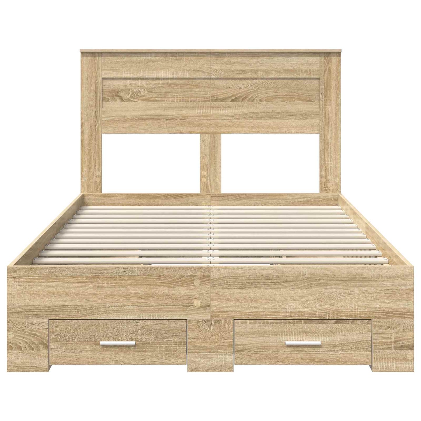 vidaXL Bettrahmen mit Kopfteil Sonoma-Eiche 135 x 190 cm Holzwerkstoff