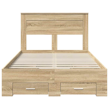 vidaXL Bettrahmen mit Kopfteil Sonoma-Eiche 135 x 190 cm Holzwerkstoff