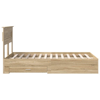 vidaXL Bettrahmen mit Kopfteil Sonoma-Eiche 135 x 190 cm Holzwerkstoff
