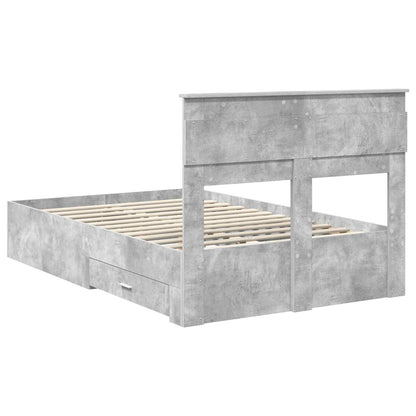 vidaXL Bettrahmen mit Kopfteil Beton Grau 135 x 190 cm Holzwerkstoff