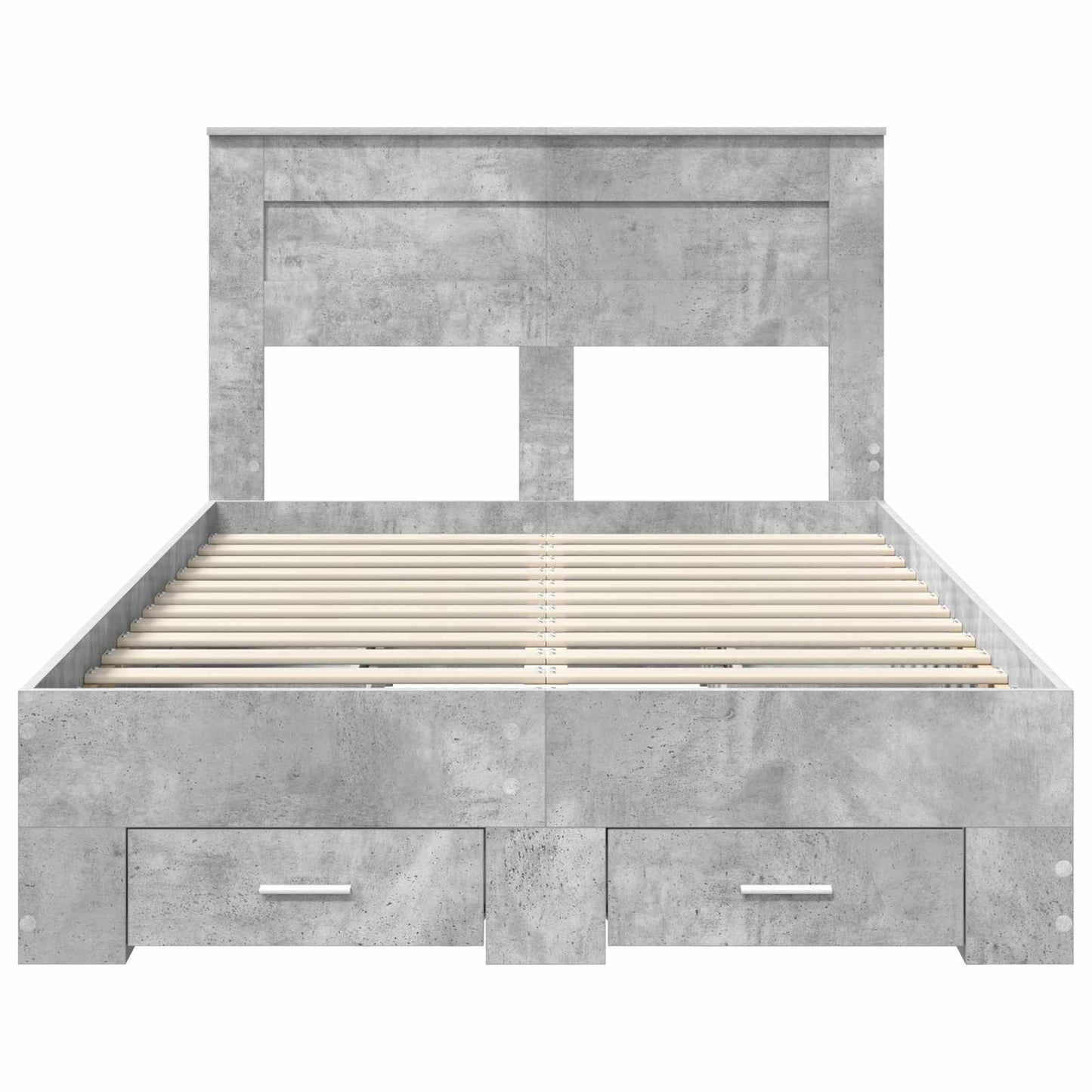vidaXL Bettrahmen mit Kopfteil Beton Grau 135 x 190 cm Holzwerkstoff