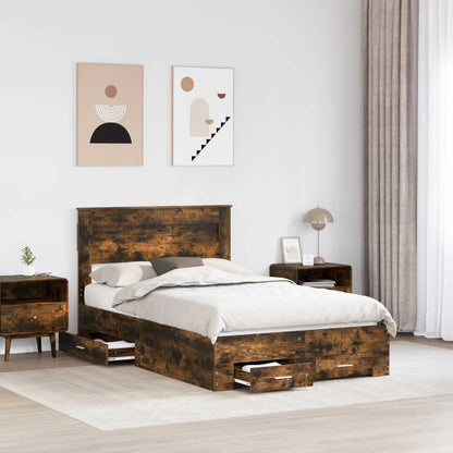 vidaXL Bettrahmen Geräucherte Eiche 135 x 190 cm Holzwerkstoff