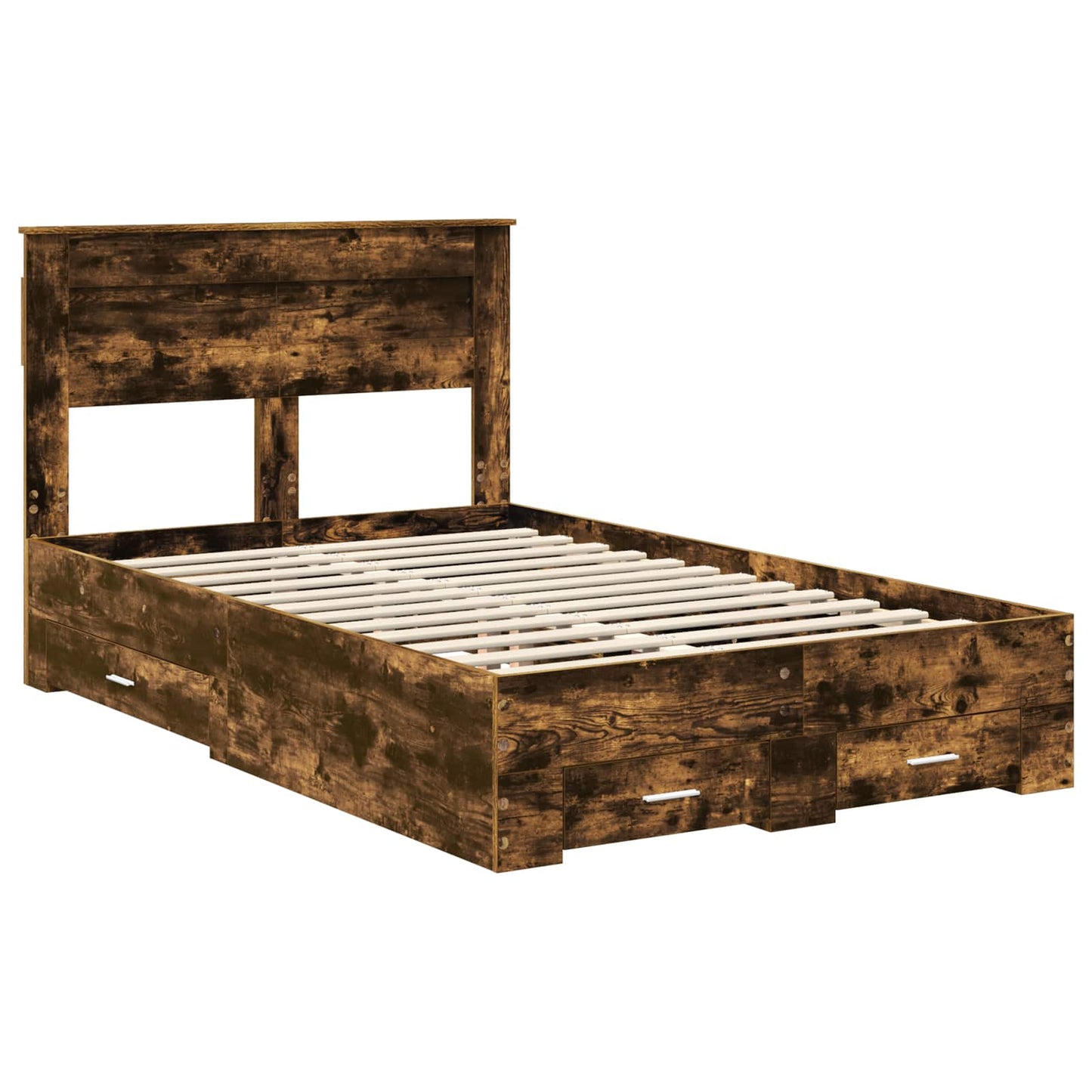 vidaXL Bettrahmen Geräucherte Eiche 135 x 190 cm Holzwerkstoff