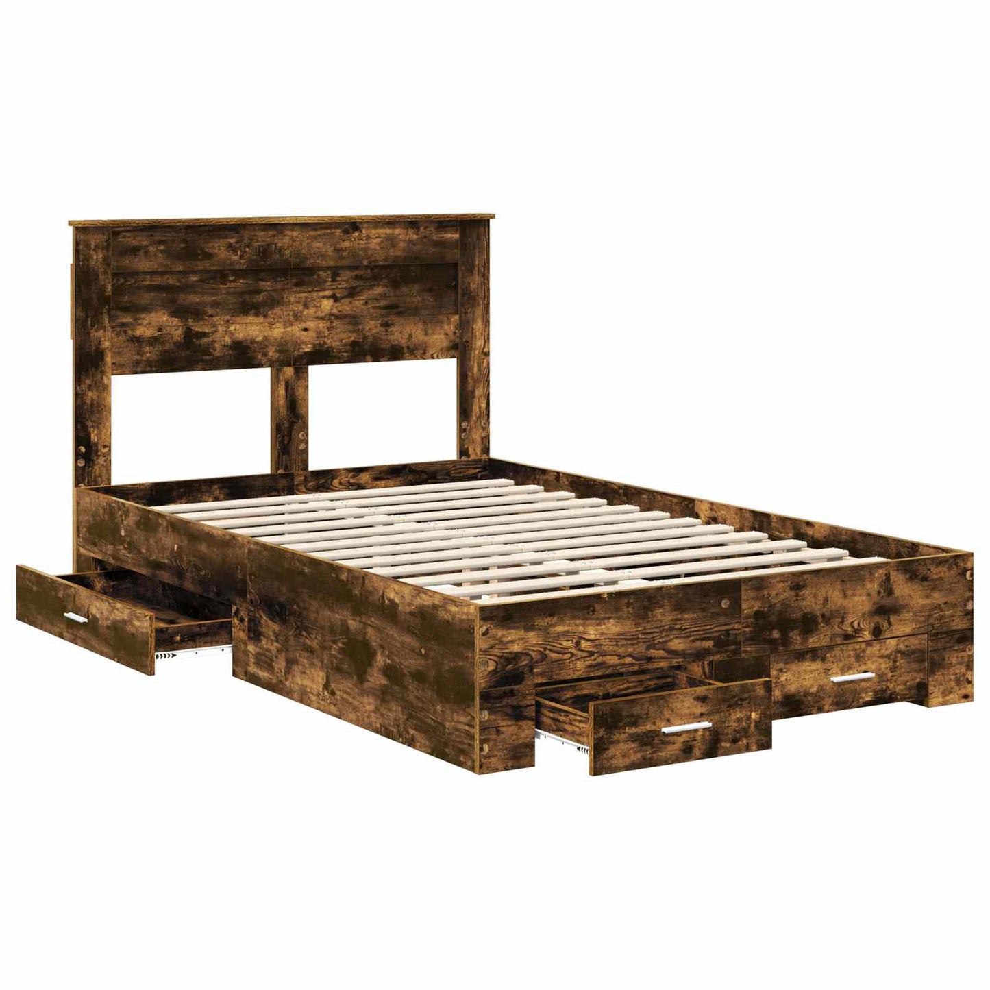 vidaXL Bettrahmen Geräucherte Eiche 135 x 190 cm Holzwerkstoff