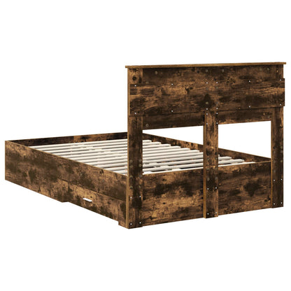 vidaXL Bettrahmen Geräucherte Eiche 135 x 190 cm Holzwerkstoff