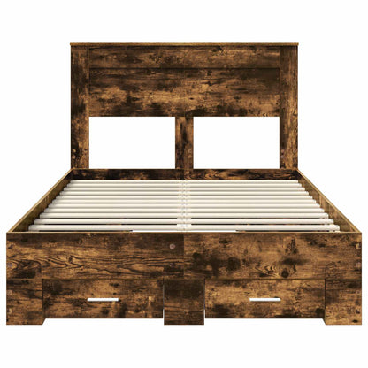 vidaXL Bettrahmen Geräucherte Eiche 135 x 190 cm Holzwerkstoff