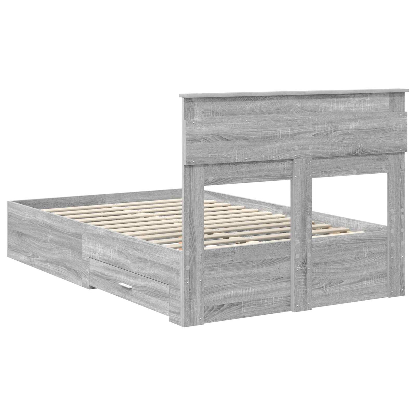 vidaXL Bettrahmen Graues Sonoma 135 x 190 cm Holzwerkstoff