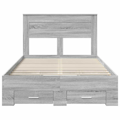 vidaXL Bettrahmen Graues Sonoma 135 x 190 cm Holzwerkstoff