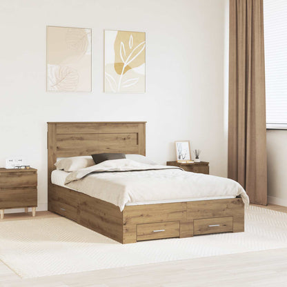 vidaXL Bettrahmen Artisan-Eiche 135 x 190 cm Holzwerkstoff
