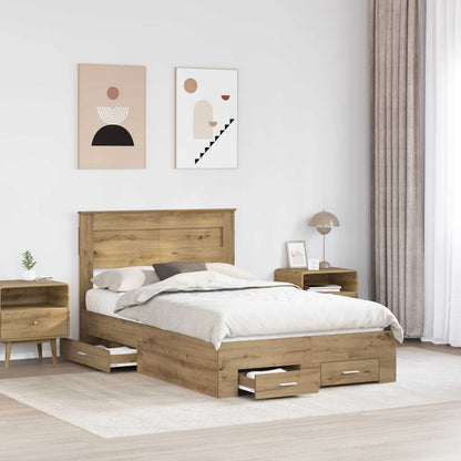 vidaXL Bettrahmen Artisan-Eiche 135 x 190 cm Holzwerkstoff