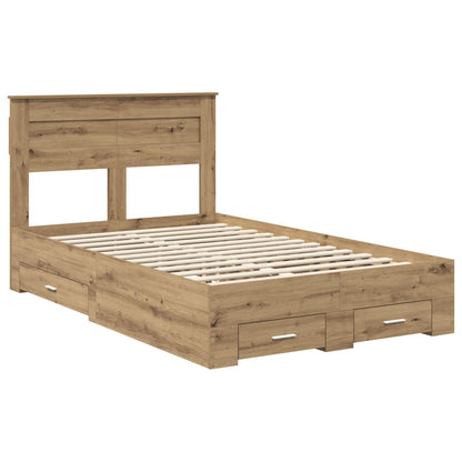 vidaXL Bettrahmen Artisan-Eiche 135 x 190 cm Holzwerkstoff