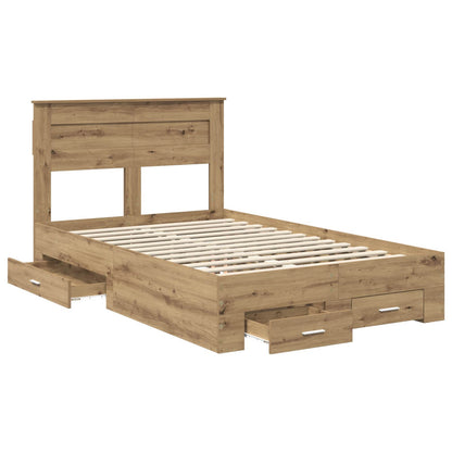 vidaXL Bettrahmen Artisan-Eiche 135 x 190 cm Holzwerkstoff