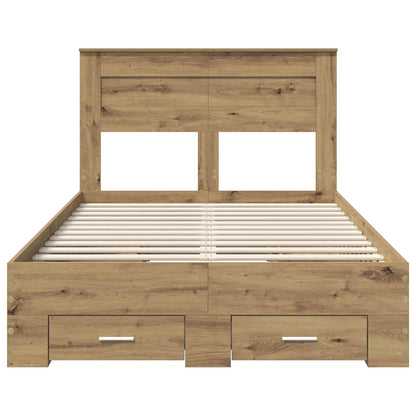 vidaXL Bettrahmen Artisan-Eiche 135 x 190 cm Holzwerkstoff
