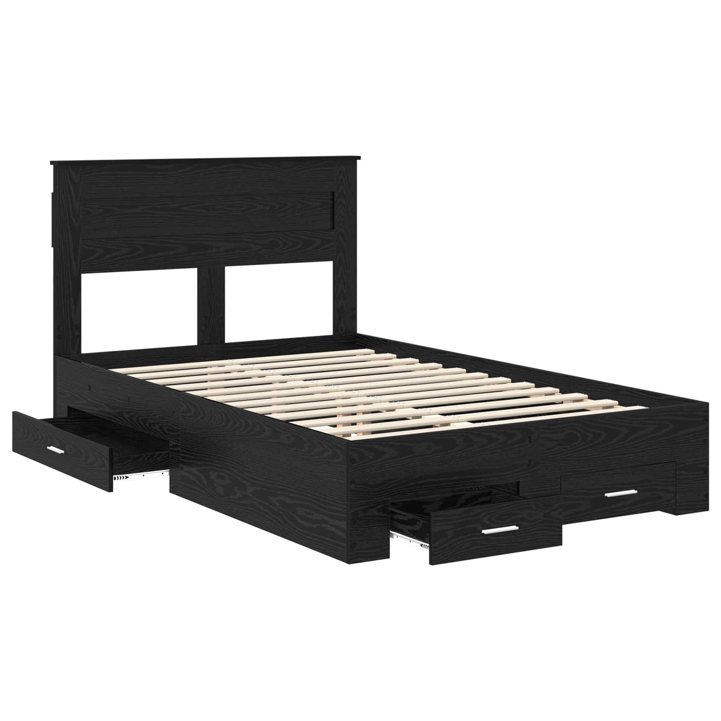 vidaXL Bettrahmen Schwarz Eichen-Optik 120 x 190 cm Holzwerkstoff