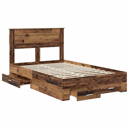 vidaXL Bettrahmen mit Kopfteil Altholz 120 x 190 cm Holzwerkstoff