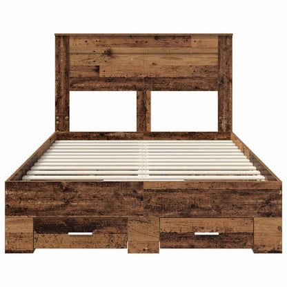 vidaXL Bettrahmen mit Kopfteil Altholz 120 x 190 cm Holzwerkstoff
