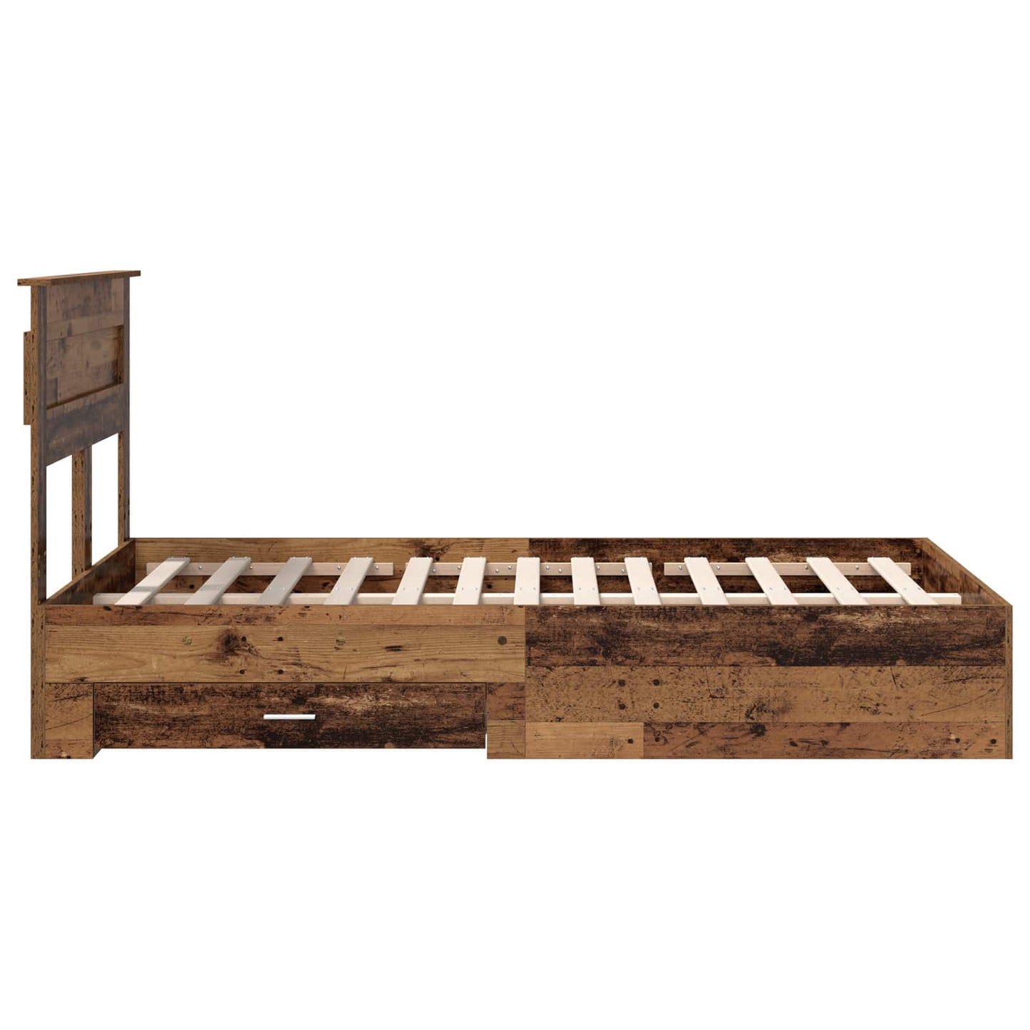 vidaXL Bettrahmen mit Kopfteil Altholz 120 x 190 cm Holzwerkstoff