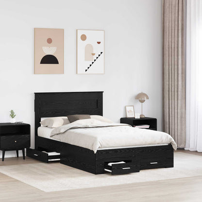 vidaXL Bettrahmen Schwarz Eichen-Optik 120 x 200 cm Holzwerkstoff