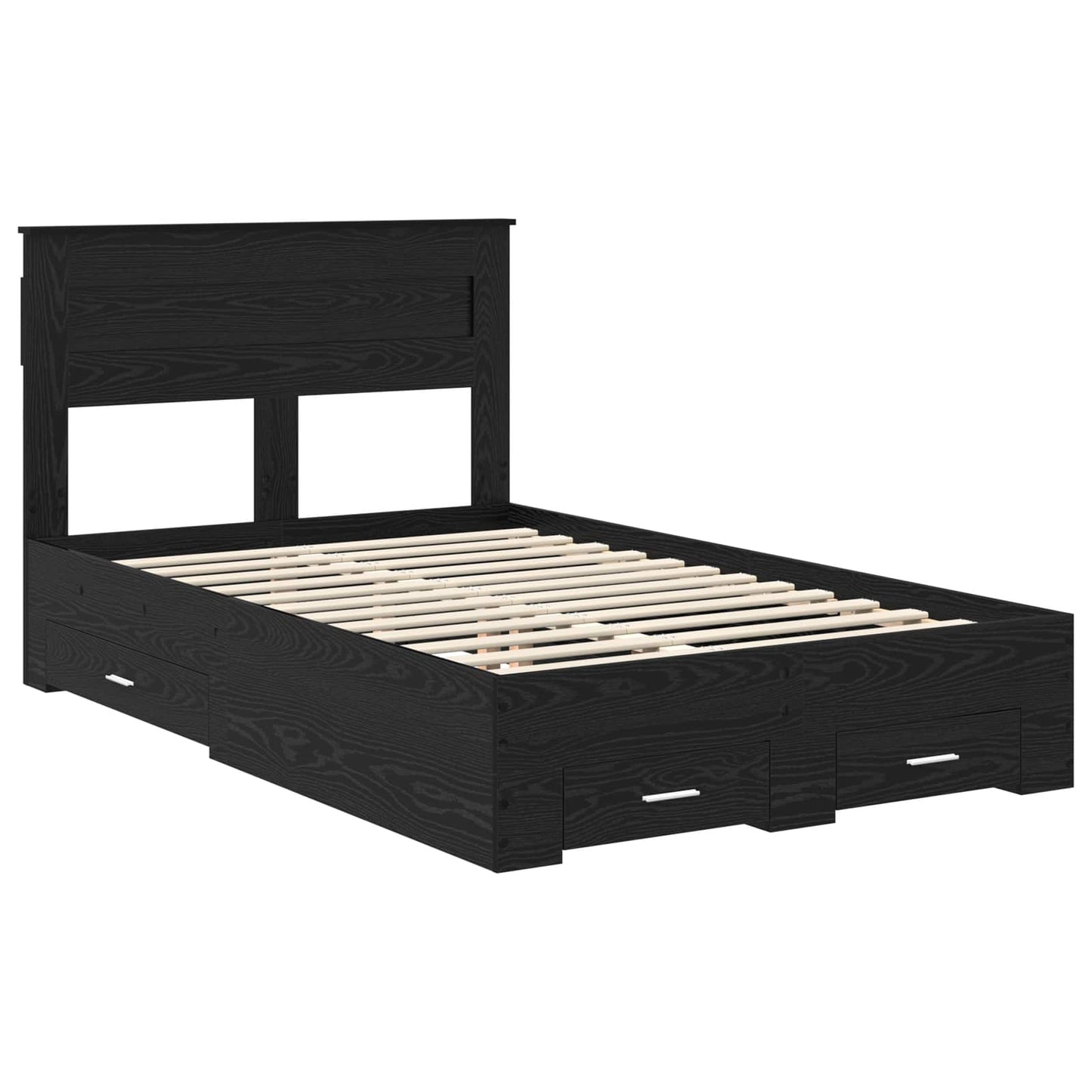vidaXL Bettrahmen Schwarz Eichen-Optik 120 x 200 cm Holzwerkstoff