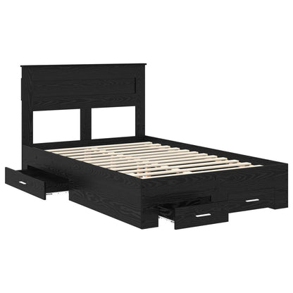 vidaXL Bettrahmen Schwarz Eichen-Optik 120 x 200 cm Holzwerkstoff
