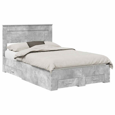 vidaXL Bettrahmen mit Kopfteil Beton Grau 120 x 200 cm Holzwerkstoff