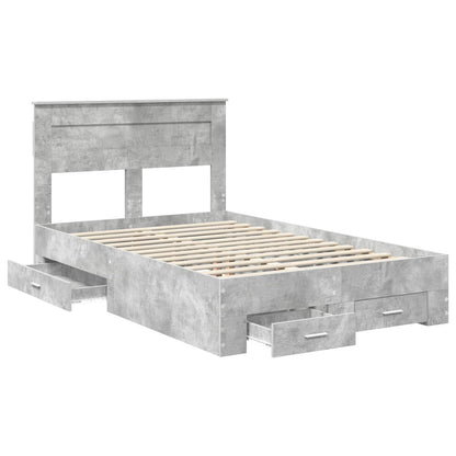 vidaXL Bettrahmen mit Kopfteil Beton Grau 120 x 200 cm Holzwerkstoff