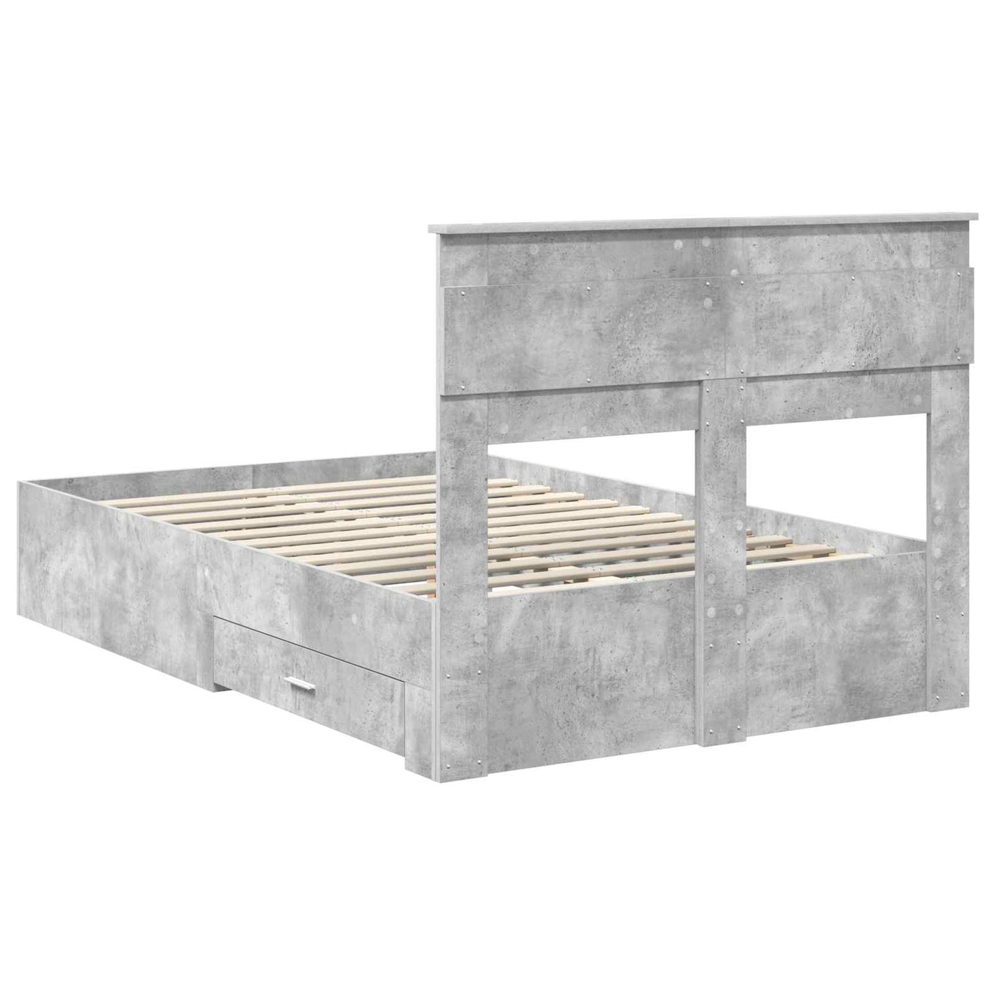 vidaXL Bettrahmen mit Kopfteil Beton Grau 120 x 200 cm Holzwerkstoff
