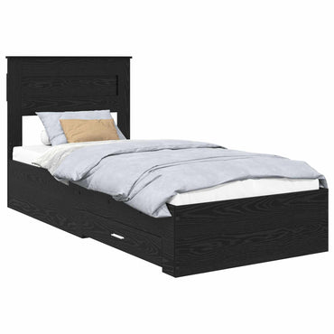 vidaXL Bettrahmen Schwarz Eichen-Optik 100 x 200 cm Holzwerkstoff