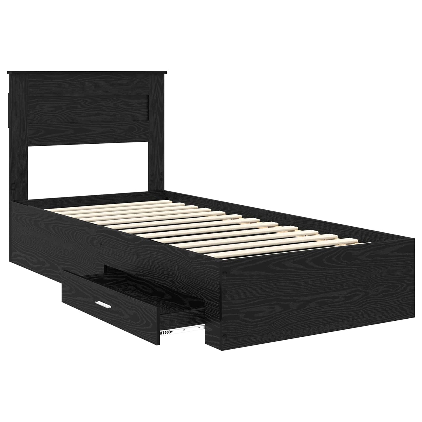 vidaXL Bettrahmen Schwarz Eichen-Optik 100 x 200 cm Holzwerkstoff