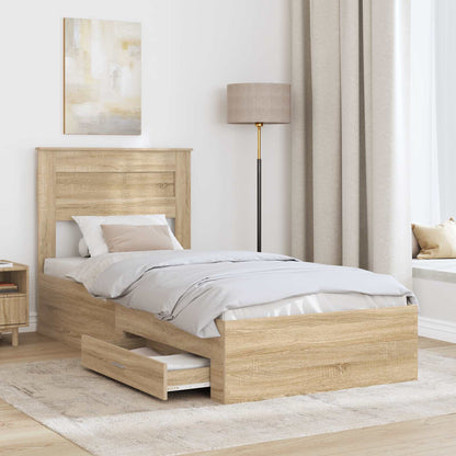 vidaXL Bettrahmen mit Kopfteil Sonoma-Eiche 90 x 190 cm Holzwerkstoff