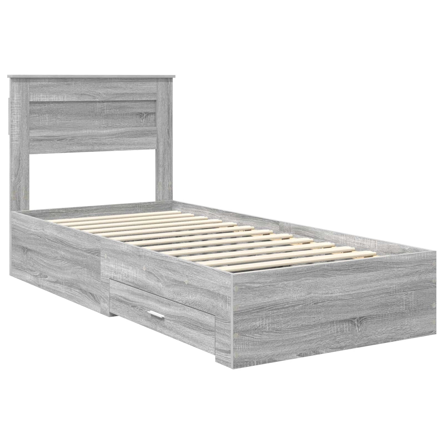 vidaXL Bettrahmen mit Kopfteil Graues Sonoma 90 x 190 cm Holzwerkstoff