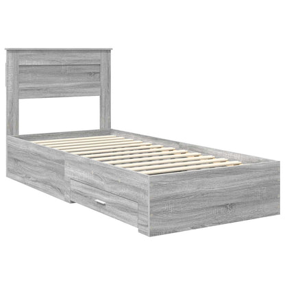 vidaXL Bettrahmen mit Kopfteil Graues Sonoma 90 x 190 cm Holzwerkstoff