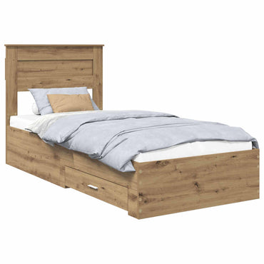 vidaXL Bettrahmen mit Kopfteil Artisan-Eiche 90 x 190 cm Holzwerkstoff