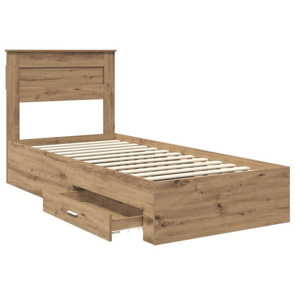 vidaXL Bettrahmen mit Kopfteil Artisan-Eiche 90 x 190 cm Holzwerkstoff