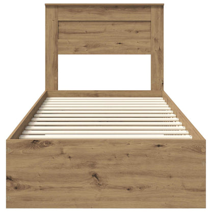 vidaXL Bettrahmen mit Kopfteil Artisan-Eiche 90 x 190 cm Holzwerkstoff