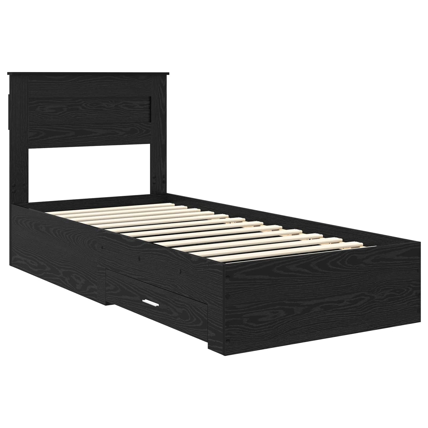 vidaXL Bettrahmen Schwarz Eichen-Optik 90 x 200 cm Holzwerkstoff