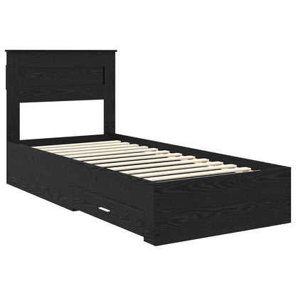 vidaXL Bettrahmen Schwarz Eichen-Optik 90 x 200 cm Holzwerkstoff