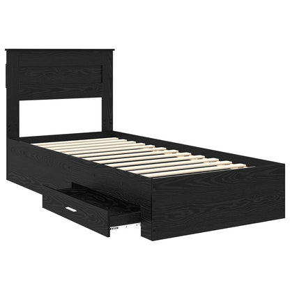 vidaXL Bettrahmen Schwarz Eichen-Optik 90 x 200 cm Holzwerkstoff
