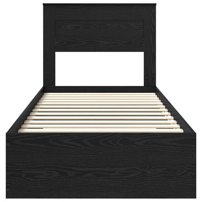 vidaXL Bettrahmen Schwarz Eichen-Optik 90 x 200 cm Holzwerkstoff