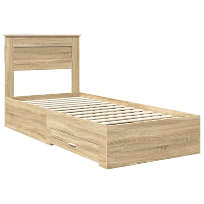 vidaXL Bettrahmen mit Kopfteil Sonoma-Eiche 90 x 200 cm Holzwerkstoff