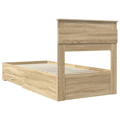 vidaXL Bettrahmen mit Kopfteil Sonoma-Eiche 90 x 200 cm Holzwerkstoff