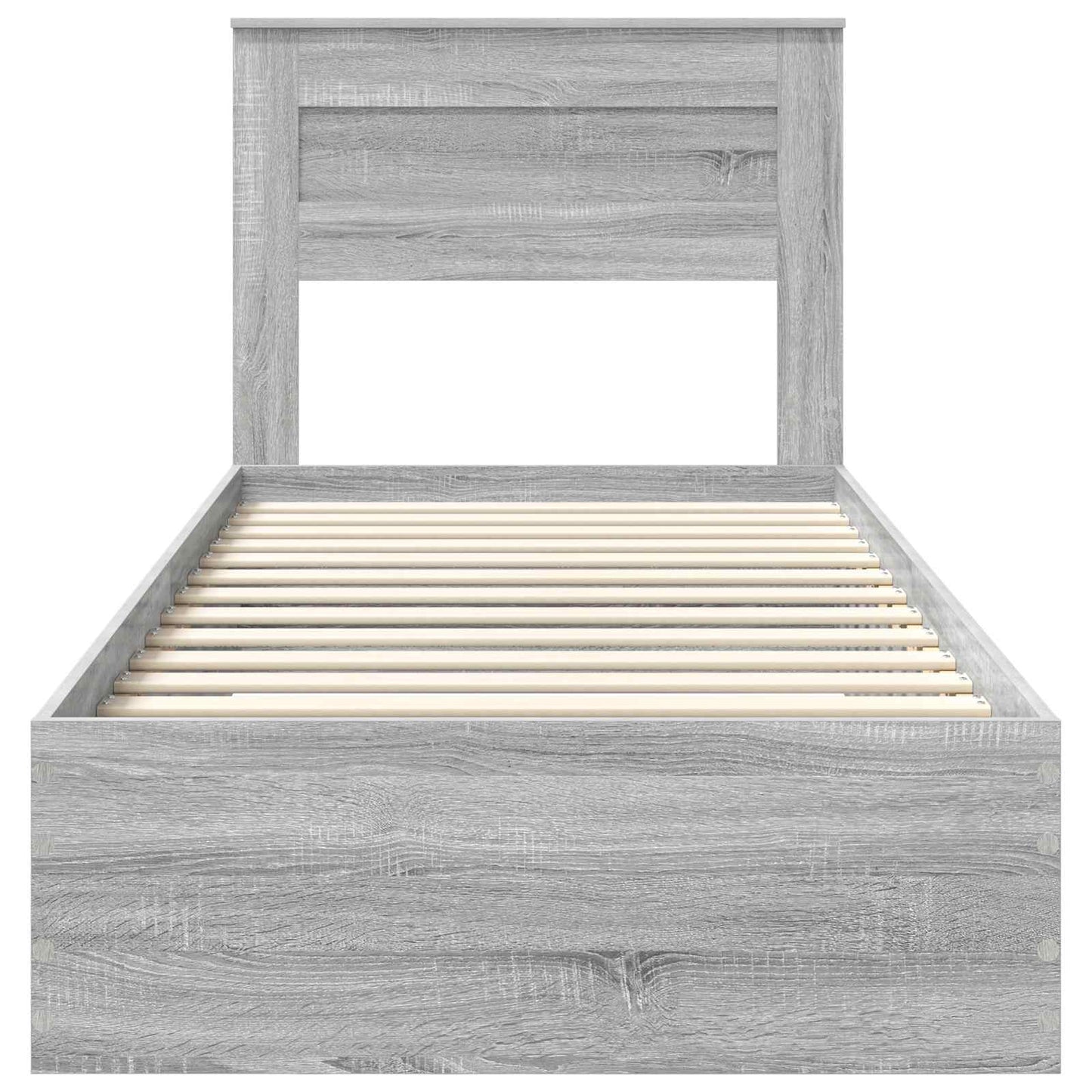 Bettrahmen mit Kopfteil Graues Sonoma 90 x 200 cm Holzwerkstoff