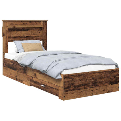 Cadre de lit avec tête de lit vidaXL bois de récupération 90 x 200 cm bois d'ingénierie