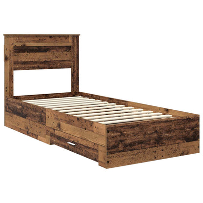 Cadre de lit avec tête de lit vidaXL bois de récupération 90 x 200 cm bois d'ingénierie