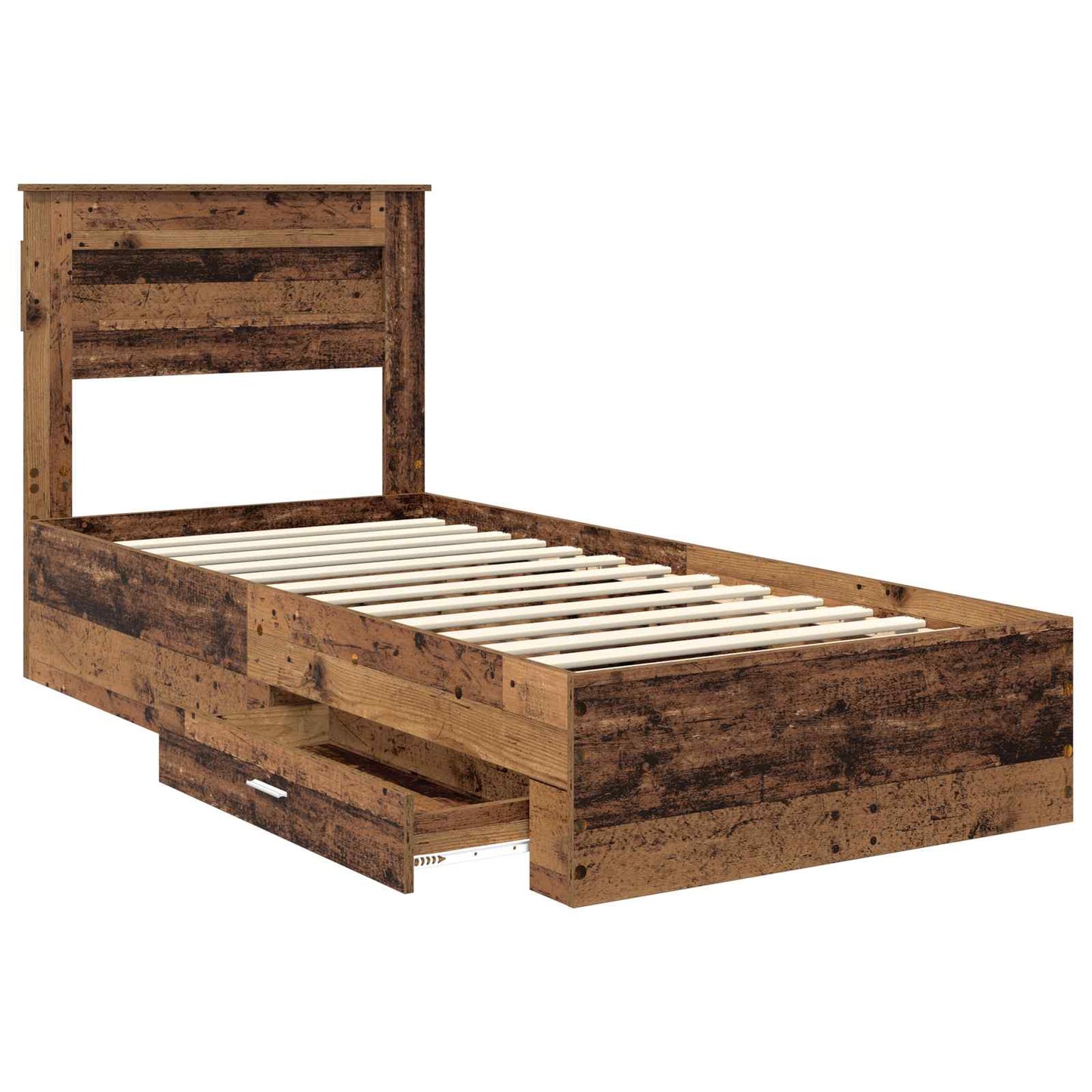 Cadre de lit avec tête de lit vidaXL bois de récupération 90 x 200 cm bois d'ingénierie