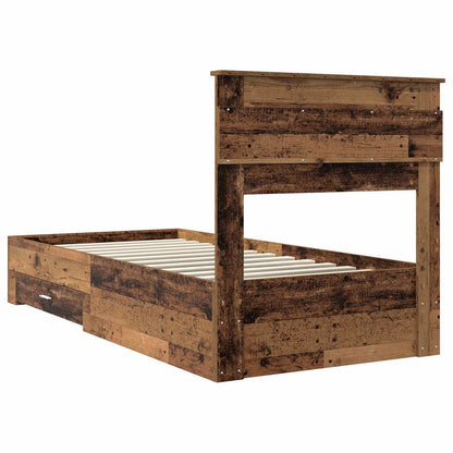 Cadre de lit avec tête de lit vidaXL bois de récupération 90 x 200 cm bois d'ingénierie