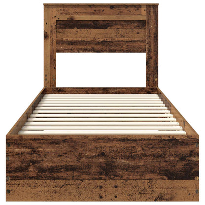 Cadre de lit avec tête de lit vidaXL bois de récupération 90 x 200 cm bois d'ingénierie