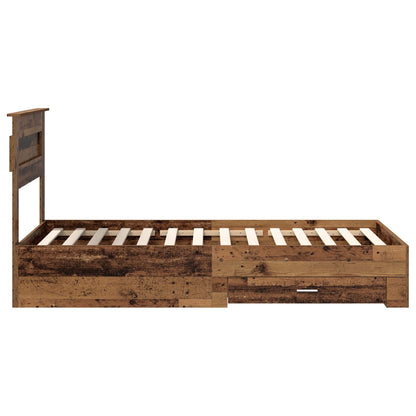 Cadre de lit avec tête de lit vidaXL bois de récupération 90 x 200 cm bois d'ingénierie